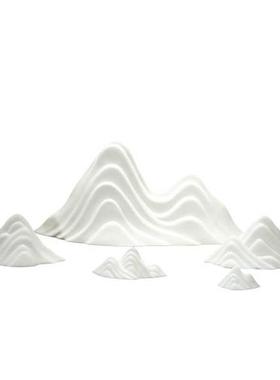创意办公室摆件白瓷假山微景观造景禅意配件客厅玄关装饰品摆设品