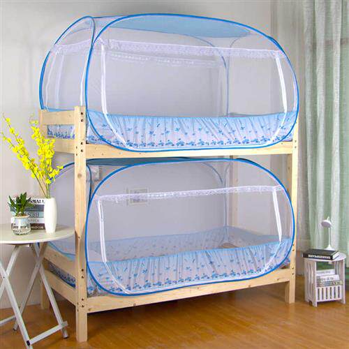 单人蚊帐学生宿舍 蒙古包上铺下铺免安装折叠拉链款上下床90×190