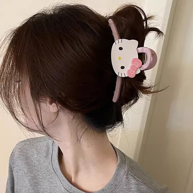 韩系可爱风kitty抓夹高级感少女发抓半扎盘发夹子鲨鱼夹百搭发饰