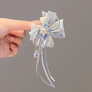 抓夹女高级感2025新款轻奢蝴蝶结马尾半扎发森系后脑勺洋气时尚花