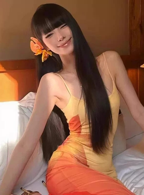 春夏黄色蝴蝶兰花朵发夹拍照