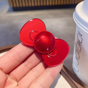 新年红醋酸蝴蝶结鸭嘴夹刘海夹可爱女生发夹发卡时尚百搭边夹发饰