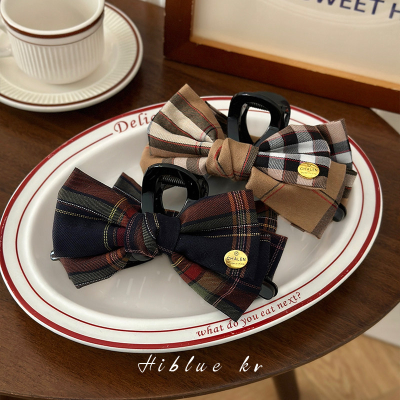 经典格子格纹蝴蝶结大号抓夹女2025秋冬新款后脑勺鲨鱼发夹头饰,饰品/流行首饰/时尚饰品新,发饰,淘宝优惠券,粉丝福利购,淘宝优惠卷