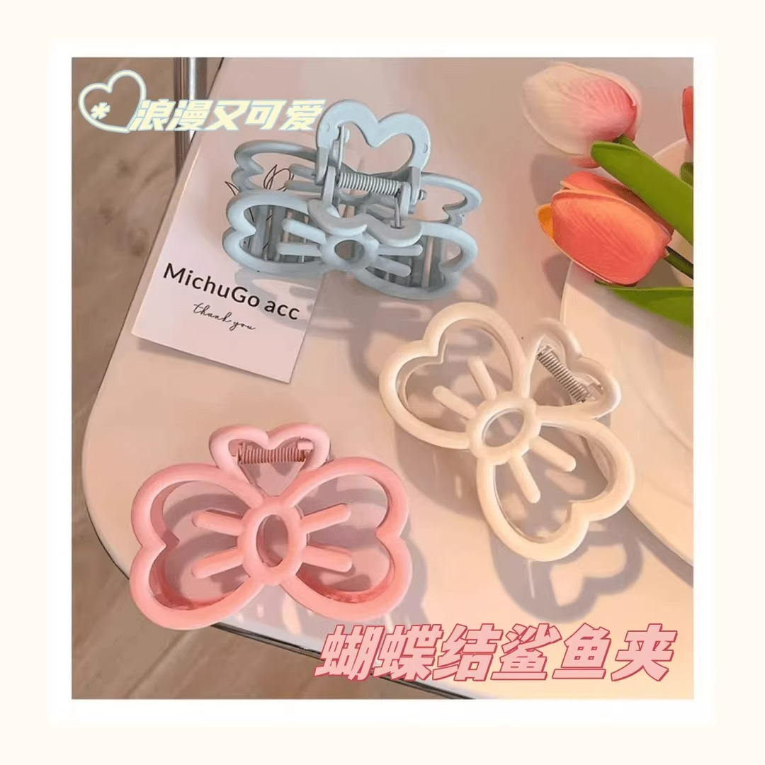 甜美镂空蝴蝶结抓夹大号鲨鱼夹