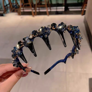 精致水晶发卡带齿防滑头箍压发卡子时尚轻奢带钻发箍发饰头饰发卡