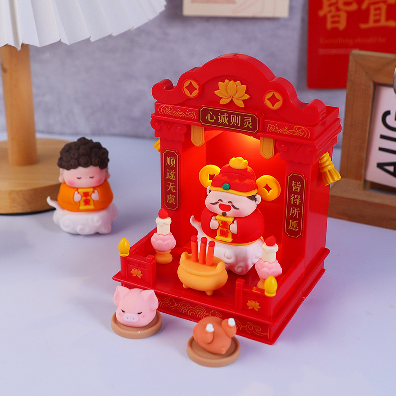 中式国风迷你神龛摆件 打工人办公室桌面玄关佛龛供奉装饰品