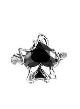 莓拉2022新款Y2K潮小众设计高级酷黑色黑桃转运勇气可调节戒指