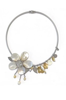 《海边漫步》花朵项链金银拼色原创设计小众优雅