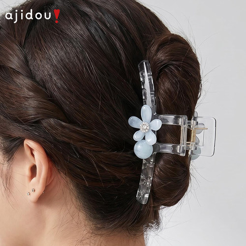 阿吉豆AJIDOU抓夹海盐蓝鲨鱼夹时尚后脑勺盘发抓夹发饰发卡女发饰