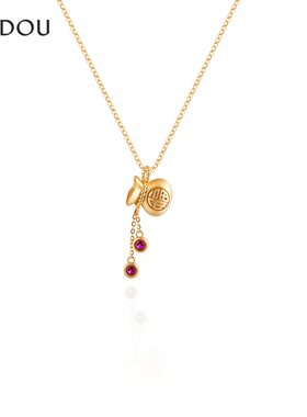 AJIDOU阿吉豆玄马迎福系列925银福袋项链