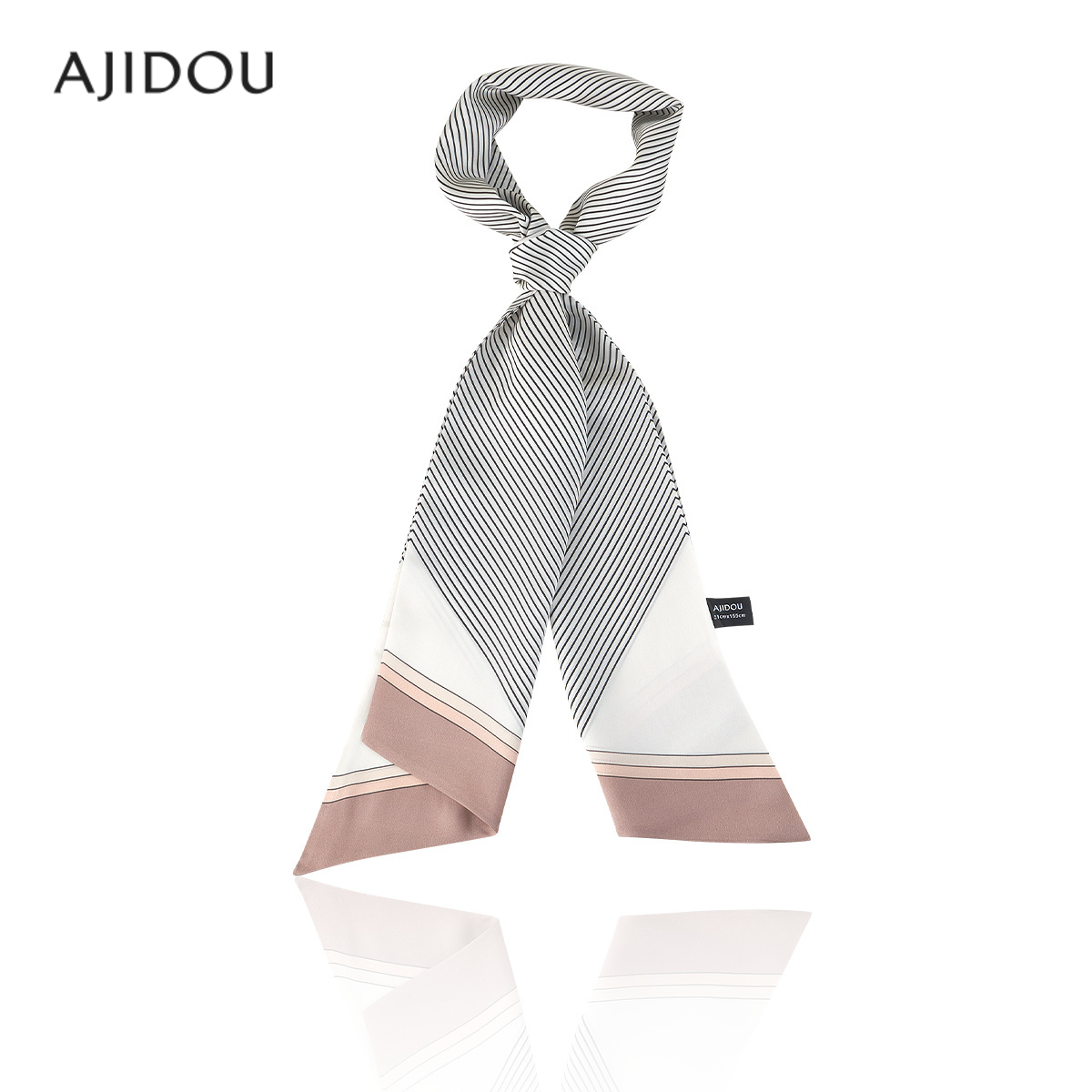 阿吉豆AJIDOU丝巾女款优雅温柔配饰条纹披巾黑白条纹围巾长款丝带