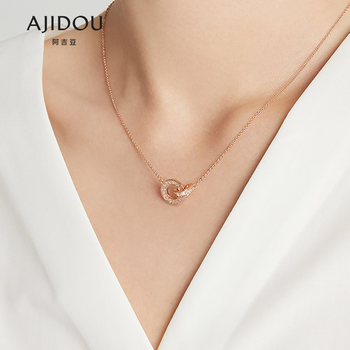 AJIDOU罗马圆环颈链玫瑰金