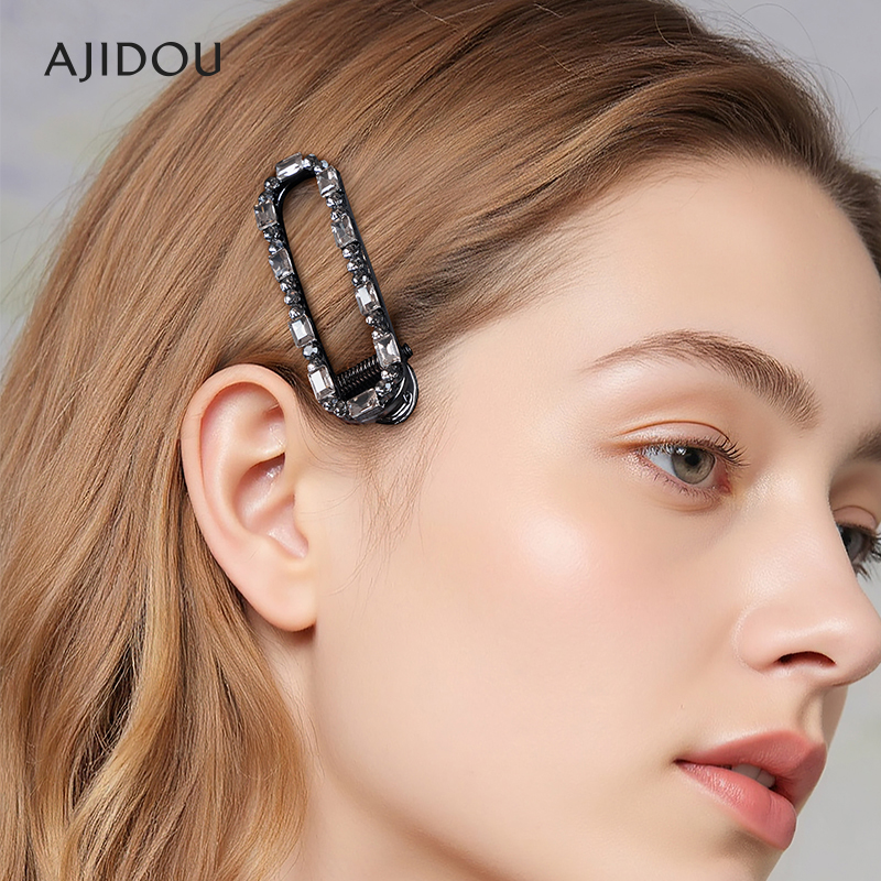 阿吉豆AJIDOU发饰女几何镂空鸭嘴夹不伤发抓夹轻奢发卡侧边刘海夹