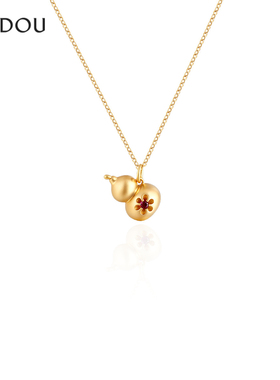 AJIDOU阿吉豆玄马迎福系列925银金色葫芦项链锁骨链