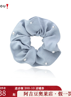 明星同款森系大肠发圈阿吉豆头绳女款蓝色发绳时尚扎头绳马尾发饰