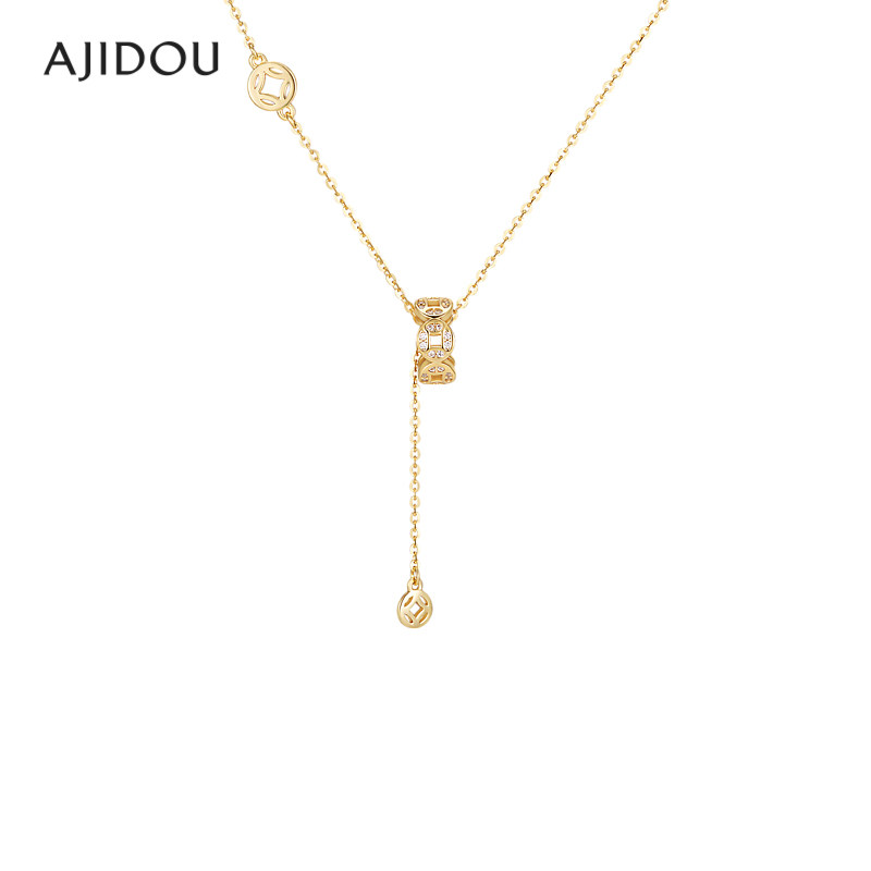 AJIDOU925银镂空设计阿吉豆项链
