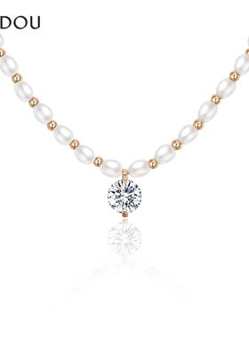 阿吉豆AJIDOU项链女款珍珠锆石锁骨链轻奢设计感叠戴短颈链毛衣链