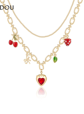 阿吉豆AJIDOU项链爱心叠戴锁骨链