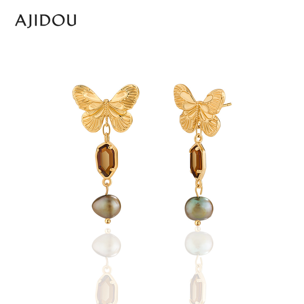 阿吉豆AJIDOU淡水珍珠耳钉轻奢