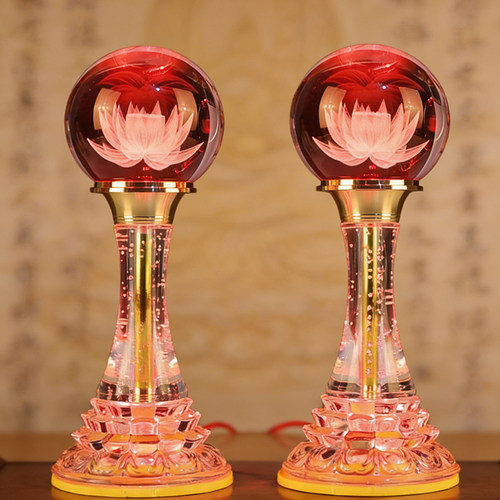 2026新款七彩莲花灯菩萨财神灯插电LED长明灯佛灯家用供灯神台对