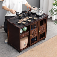 Di động bàn trà bàn trà nhà phòng khách bàn cà phê nhỏ bằng gỗ chắc chắn xe đẩy trà pha trà bàn ấm đun nước tích hợp trà bên tủ bàn trà di động