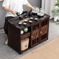 Di động bàn trà bàn trà nhà phòng khách bàn cà phê nhỏ bằng gỗ chắc chắn xe đẩy trà pha trà bàn ấm đun nước tích hợp trà bên tủ bàn trà di động
