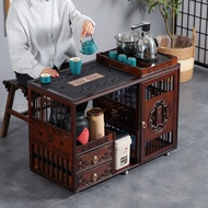 Bàn trà nhỏ di động, bàn trà gia đình, xe trà Trung Quốc, ấm đun nước, tủ trà tích hợp, bàn trà có bánh xe, khay trà Kung Fu bàn trà gỗ lũa