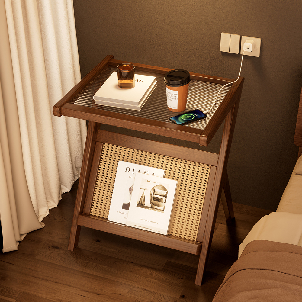 楠竹边几小户型角几沙发几现代客厅玻璃藤编收纳床头柜迷你小餐桌