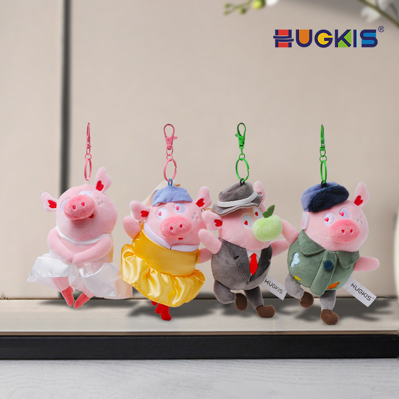 东莞皓奇乐毛绒公仔钥匙扣秀秀猪芭蕾舞系列梵高梦露角色玩偶挂件