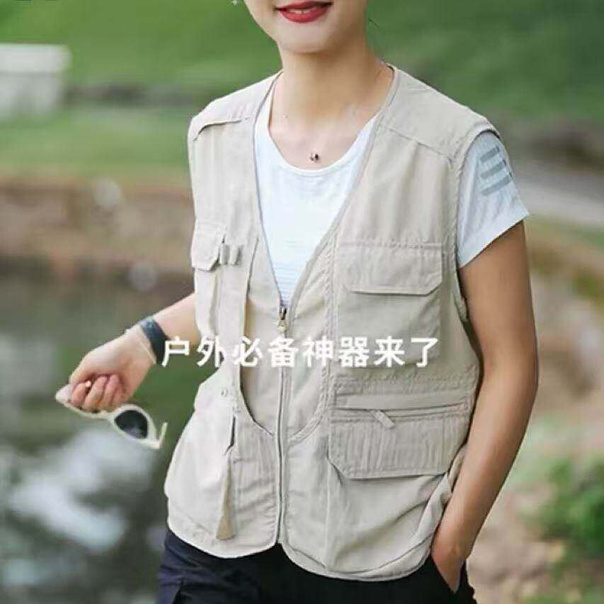 夏天多口袋马甲女外穿时尚薄款男女款户外机能摄影师坎肩工装背心