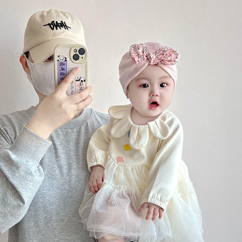 婴儿帽子春秋款a类纯棉新生儿胎帽女宝宝印度帽0-3月初生儿囟门帽