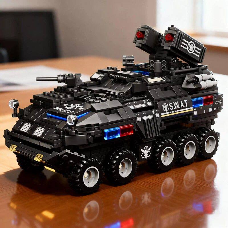 2026年新款特警运兵车积木男孩子拼装玩具6-12岁六一儿童节礼物