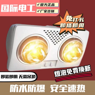 国际电工壁挂式浴霸二灯挂墙化妆室洗澡取暖灯暖风暖一体免打孔