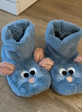 primark料理鼠王拖鞋室内家居地板鞋冬季加厚地板袜加绒高筒棉鞋