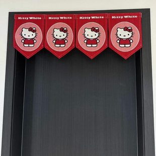 隔断半帘门帘短Kitty卧室帘三角房间Hello三角旗 厨房门帘家用日式