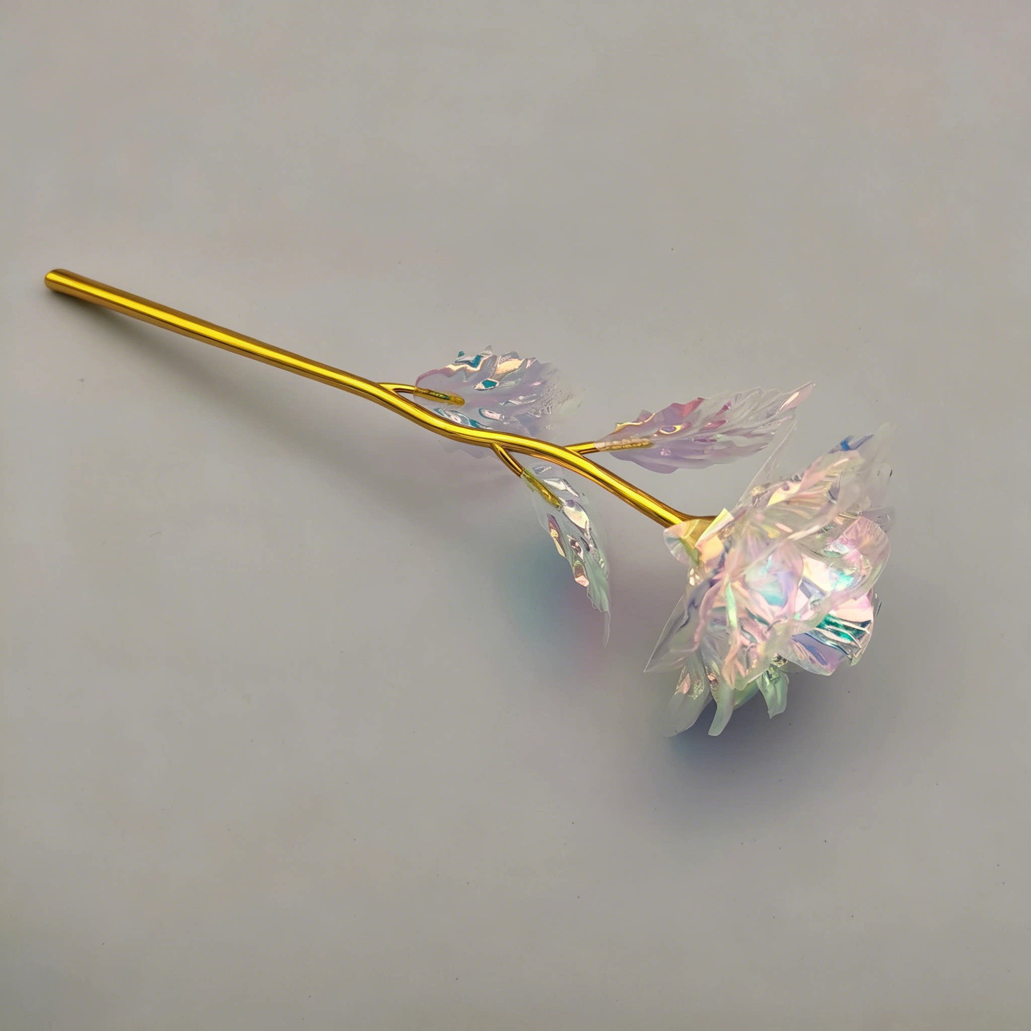 送她一朵永不凋谢的玫瑰花!七彩花炫光仿真花情人节520礼物摆件