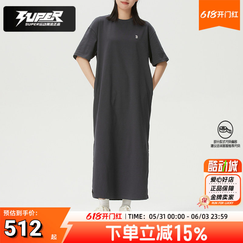 MLB连衣裙女2026夏季新款宽松透气休闲运动半袖长款T恤3FOPB0163