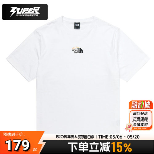 北面官方正品短袖2026新款男士圆领透气运动T恤休闲时尚半截袖白T