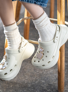 卡骆驰正品小鲸鱼洞洞鞋女鞋26春季新款复古ClogBAE轻便拖鞋凉鞋