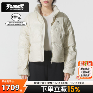 MLB 官方女士羽绒服2025冬季新款乳白色时尚保暖上衣外套棉服