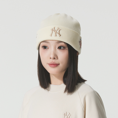 MLB正品男女同款绒线帽2025冬季新款潮流保暖套头帽子针织毛线帽