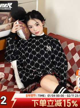 MLB官方正品2025秋季新款男女同款复古老花系列圆领卫衣3AMTM0141