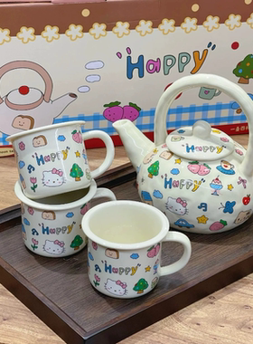 创意kitty高颜值茶壶套装陶瓷茶具闺蜜生日礼物围炉煮茶礼盒套装