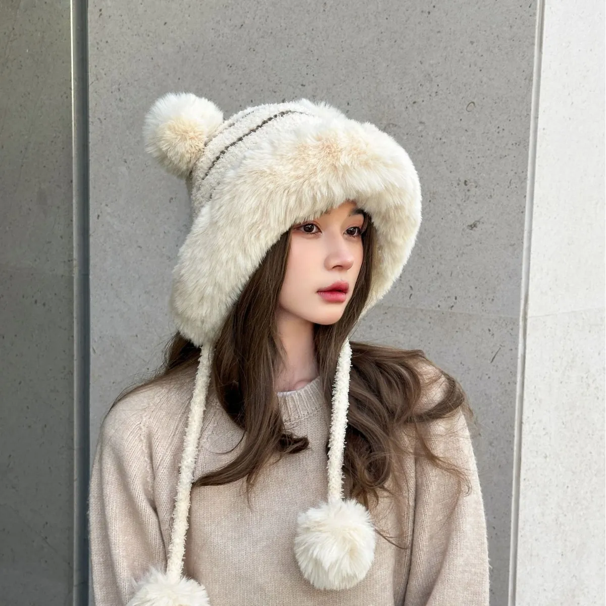 针织帽女冬季时尚百搭雷锋保暖帽
