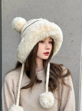 针织帽女冬季时尚百搭雷锋保暖帽