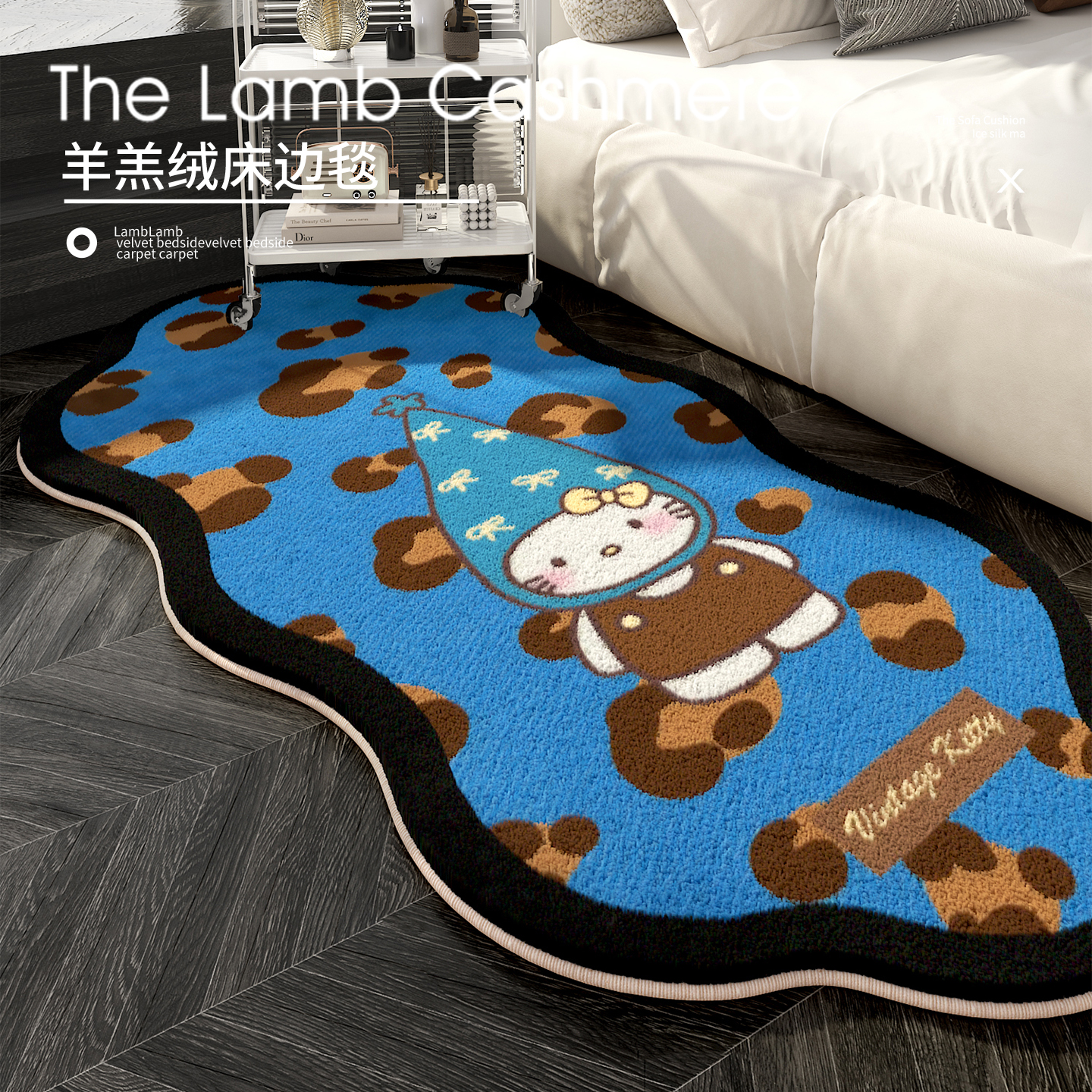 可爱小猫仿羊绒卧室床边毯防滑保暖家用地垫飘窗毯加厚防摔地垫