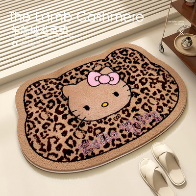 可爱kitty浴室羊绒脚垫卫生间门口吸水防滑地毯保暖隔凉家用脚垫