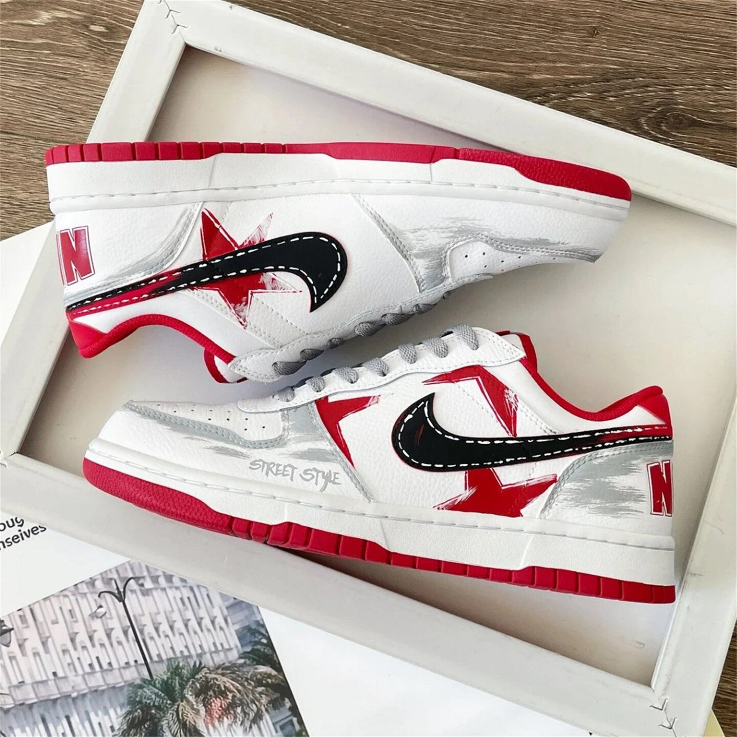 【球鞋定制】耐克男款鞋子 BIG NIKE LOW 灰色涂鸦 百搭潮流板鞋