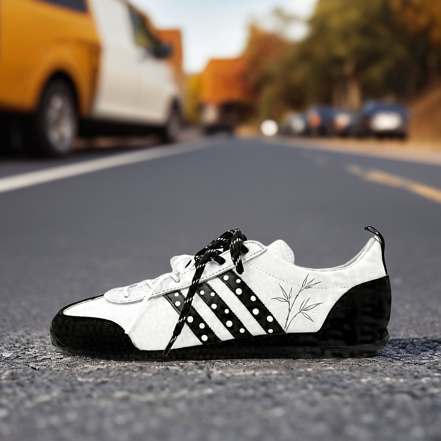 【球鞋定制】Adidas阿迪达斯女鞋子 VS JOG 2.0 竹叶飘飘 低帮鞋