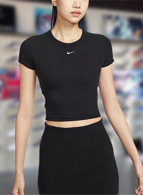 Nike耐克女短袖2025春季新款舒适紧身修身跑步短款T恤HJ0720-010